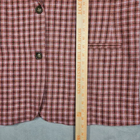 Sundance Blazer Womens XL The Lisa Wool Jacket Pink Plaid Academia Preppy Office - Picture 10 of 11